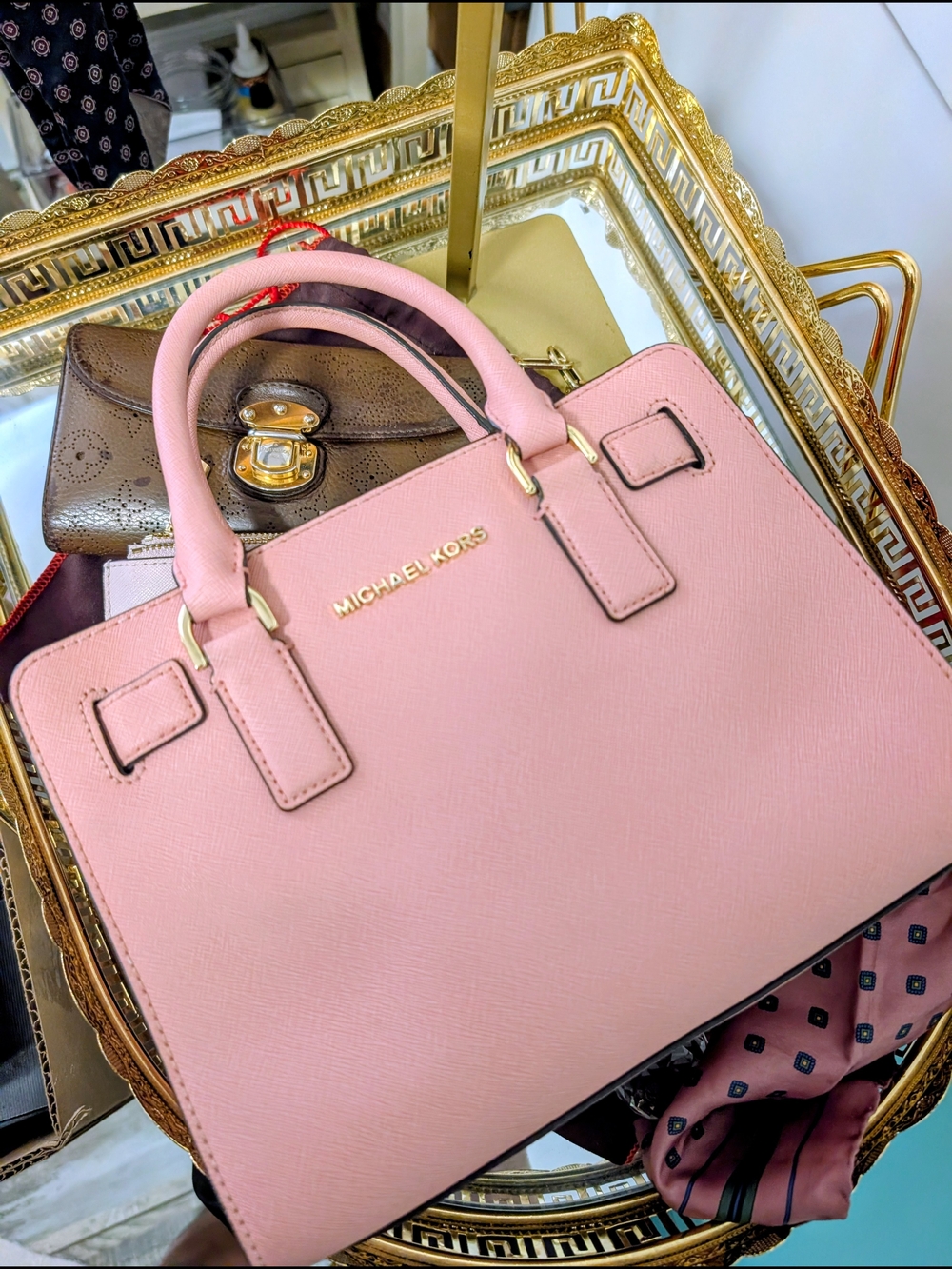 Michael Kors Pink Saffiano Leather Satchel